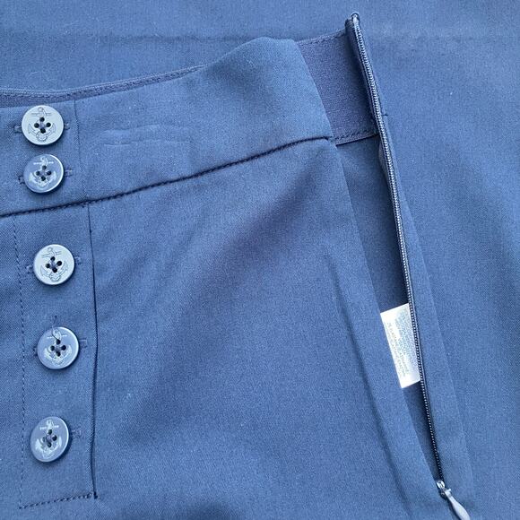 Chaps Dress Pants Sz 12 Navy Wide Leg Zip Navy Careerwear Minimalist Old Money - Picture 5 of 11